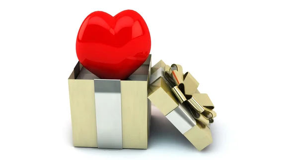 3d Heart in a gift box — Stock Photo, Image