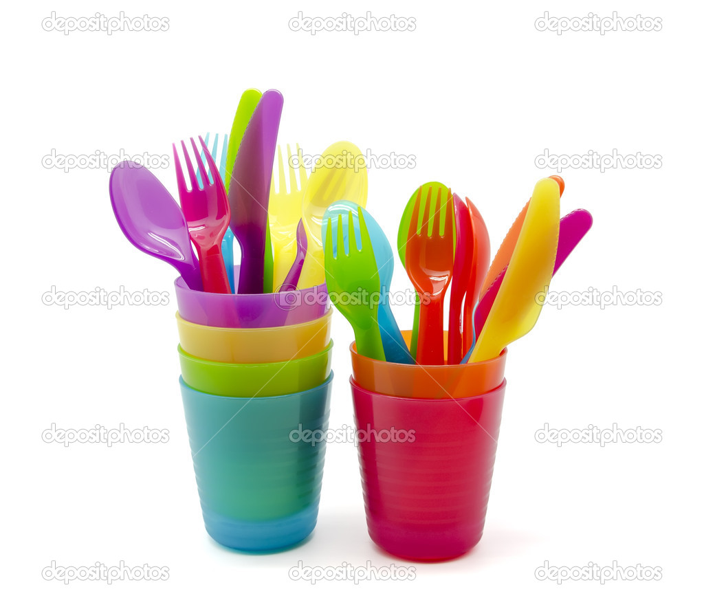 Colored glasses and cutlery