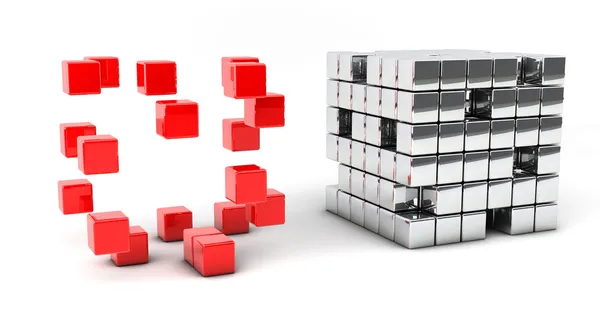 Cube assembling from blocks — Stock Photo, Image