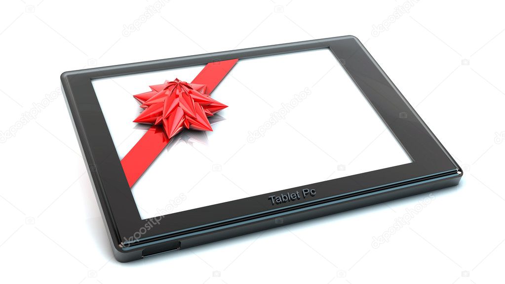 3d tablet pc with a gift bow