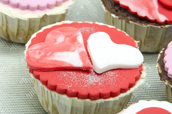 Valentijn cupcakes — Stockfoto