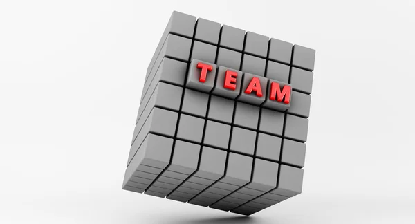3d Cubo abstrato na equipe de negócios — Fotografia de Stock