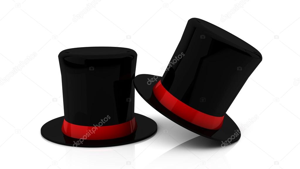 3d Black top hats