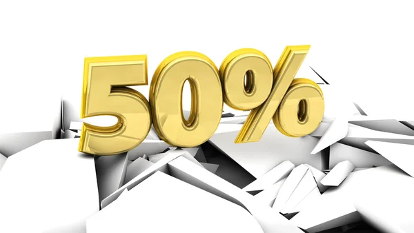 3d 50 percent in gold — Stock Photo, Image