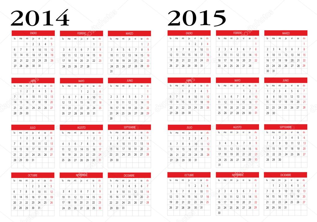 Calendar 2014 and 2015