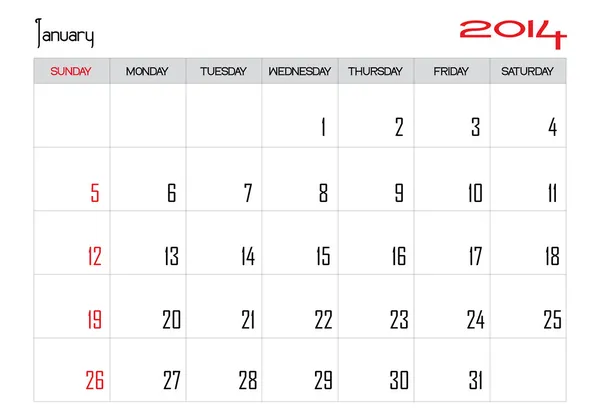 2014 년 1 월 — 스톡 벡터