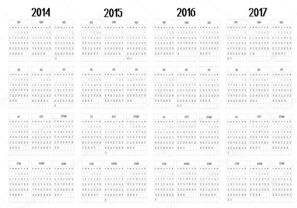 Calendar 2014 to 2017