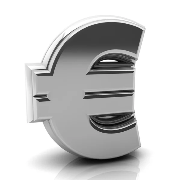 Render euro de plata — Foto de Stock