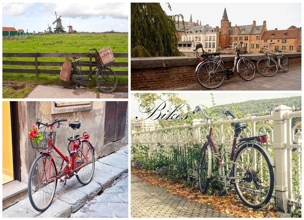 Colagem de bicicletas — Fotografia de Stock