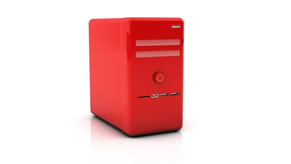3D röd stationär pc — Stockfoto