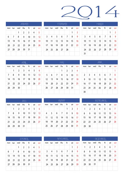 Kalender 2014 — Stockvektor