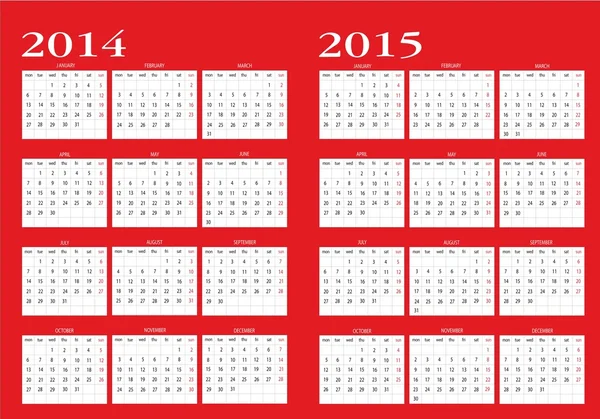 Kalender 2014-2015 — Stock vektor