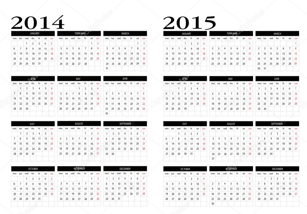 Calendar 14 15 Stock Vector Image By C Changered