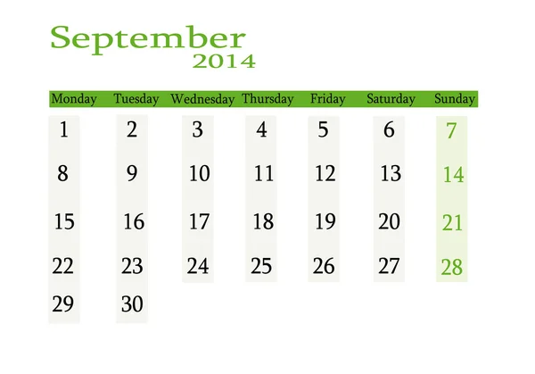 September 2014 — Stockvector