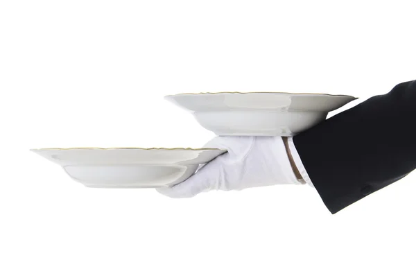 Waiter with dishes — Stock Photo, Image