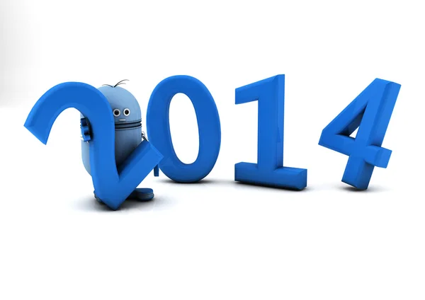 2014 and robot — Stock Photo, Image