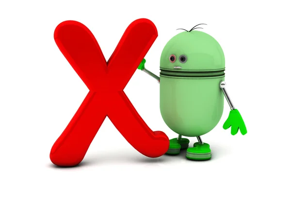 X red sign with robot — Stock Photo, Image