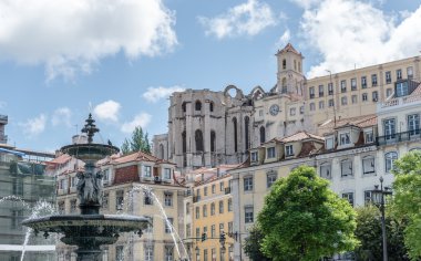 çeşmenin üzerinde rossio Meydanı, Lizbon