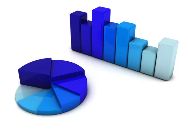 Balkendiagramm und Kreis — Stockfoto