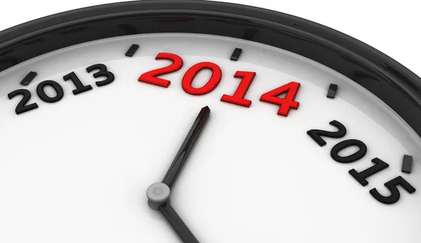 2014 in un orologio in 3d — Foto Stock