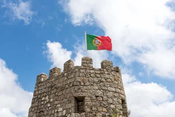 Bandeira Portugal no castelo — Fotografia de Stock