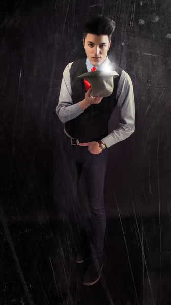 Fashion young man with hat — Stock Photo, Image