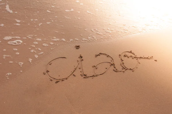 Bye geschreven op zand — Stockfoto