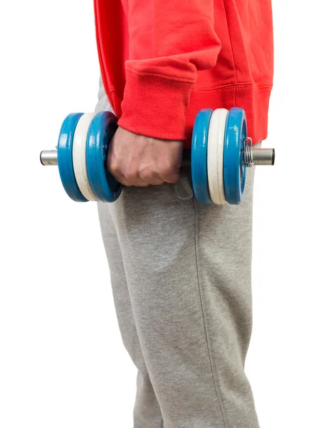 Muscular young man with dumbbells — Stock Photo, Image