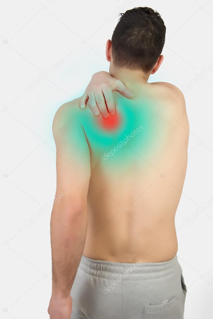 Muscular man with muscle pain  