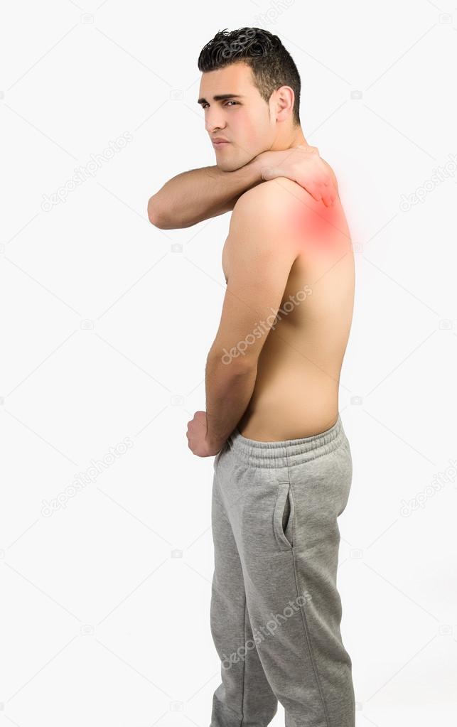 Muscular man with muscle pain 