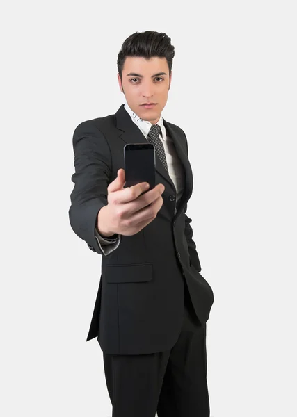 Fashion young man with mobile phone — Stock Photo, Image