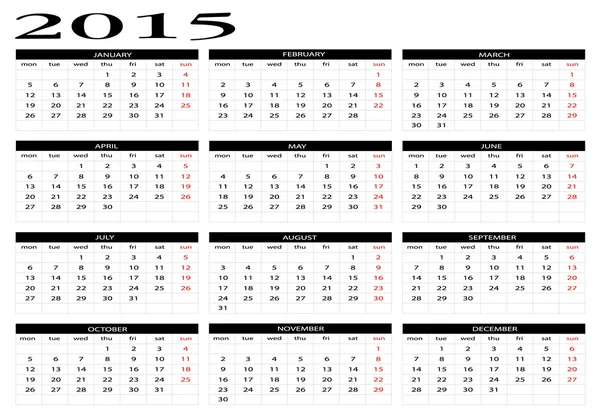 Calendar 2015 — Stock Vector