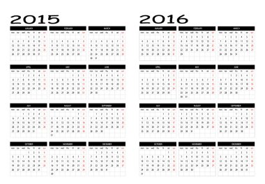 Takvim 2015 ve 2016