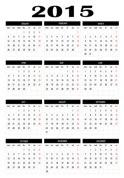 Kalender 2015 — Stock vektor
