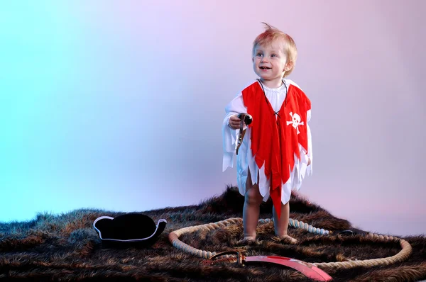 Cute little boy in the pirate costume — Stock Photo, Image