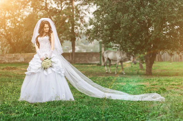 Красивая невеста на открытом воздухе — стоковое фото