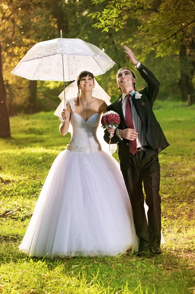 Schönes junges Paar am Hochzeitstag — Stockfoto