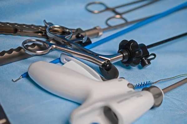 Preparación Instrumentos Estériles Para Cirugía Endoscópica — Foto de Stock