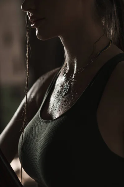 Chest Military Girl Trident Chain — Stock Photo, Image