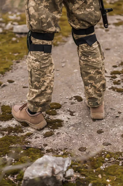 Soldier Beige Leather Tactical Sneakers — ストック写真