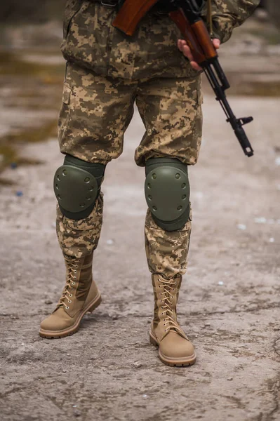 Soldat Skodd Speciella Taktiska Khaki Skor — Stockfoto