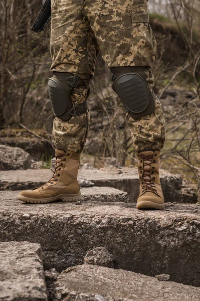 Soldier Shod Special Tactical Khaki Shoes — ストック写真