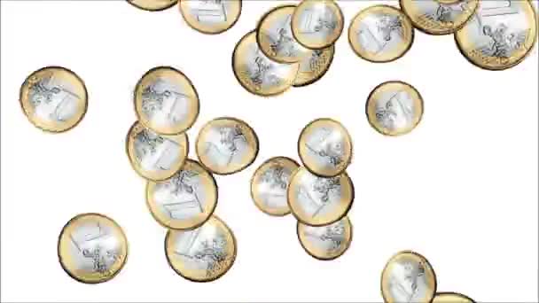 Animation der regnerischen Euromünzen — Stockvideo
