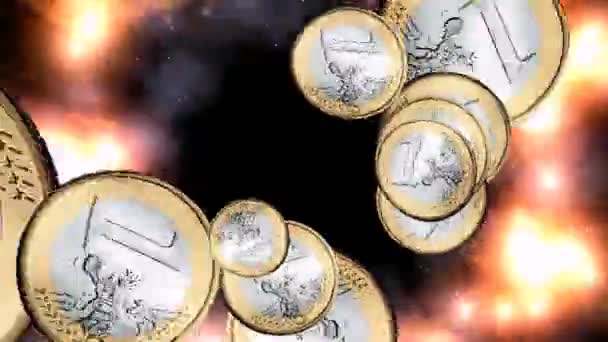 Virvlande euro animation — Stockvideo