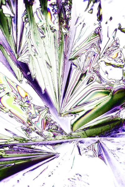 Microcrystals of tartaric acid in polarized light — Stock Photo, Image