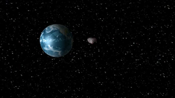 Asteroide encontrándose con la Tierra — Vídeo de stock