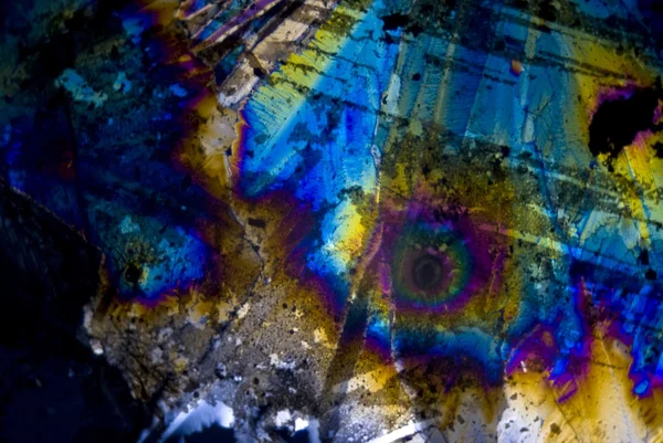 Soot particles and microcrystals in polarized light — Stock Photo, Image