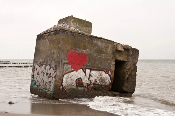 Bunker permanece no Mar Báltico em Darss na Alemanha — Fotografia de Stock