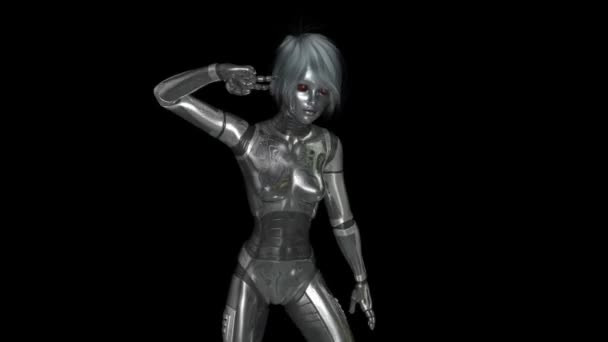 Dancing female Cyborg — Stock Video