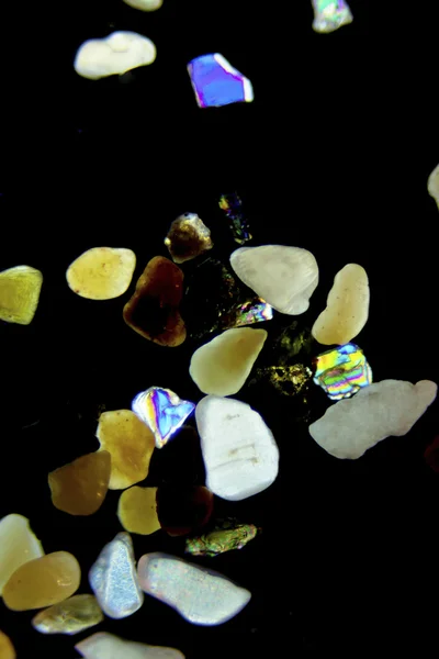 Mikroaufnahmen Von Sandkörnern Polarisiertem Licht — Stockfoto